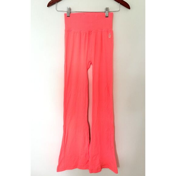Free People Movement Neon Coral Good Karma Flare Soft Stretch Active Pants XS/S - Picture 3 of 7